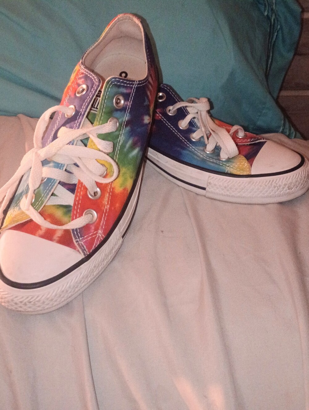 Converse Women's  Rainbow Sunburst Multi Color Tie-Dye Canvas Sneakers - Picture 6 of 6